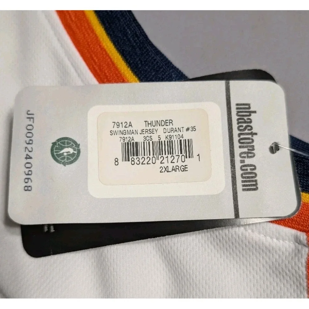 Adidas Kevin Durant OKC Thunder Jersey Mens XXL +2 White Swingman NWT NBA